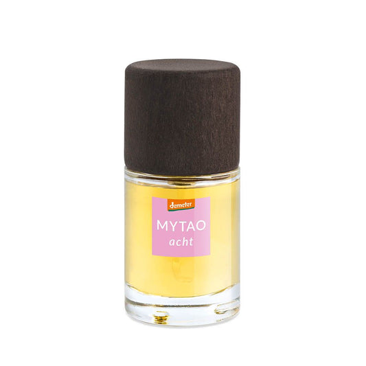 Baldini Mytao parfum acht bio demeter bottle, 15ml, with elegant packaging and natural fragrance design.