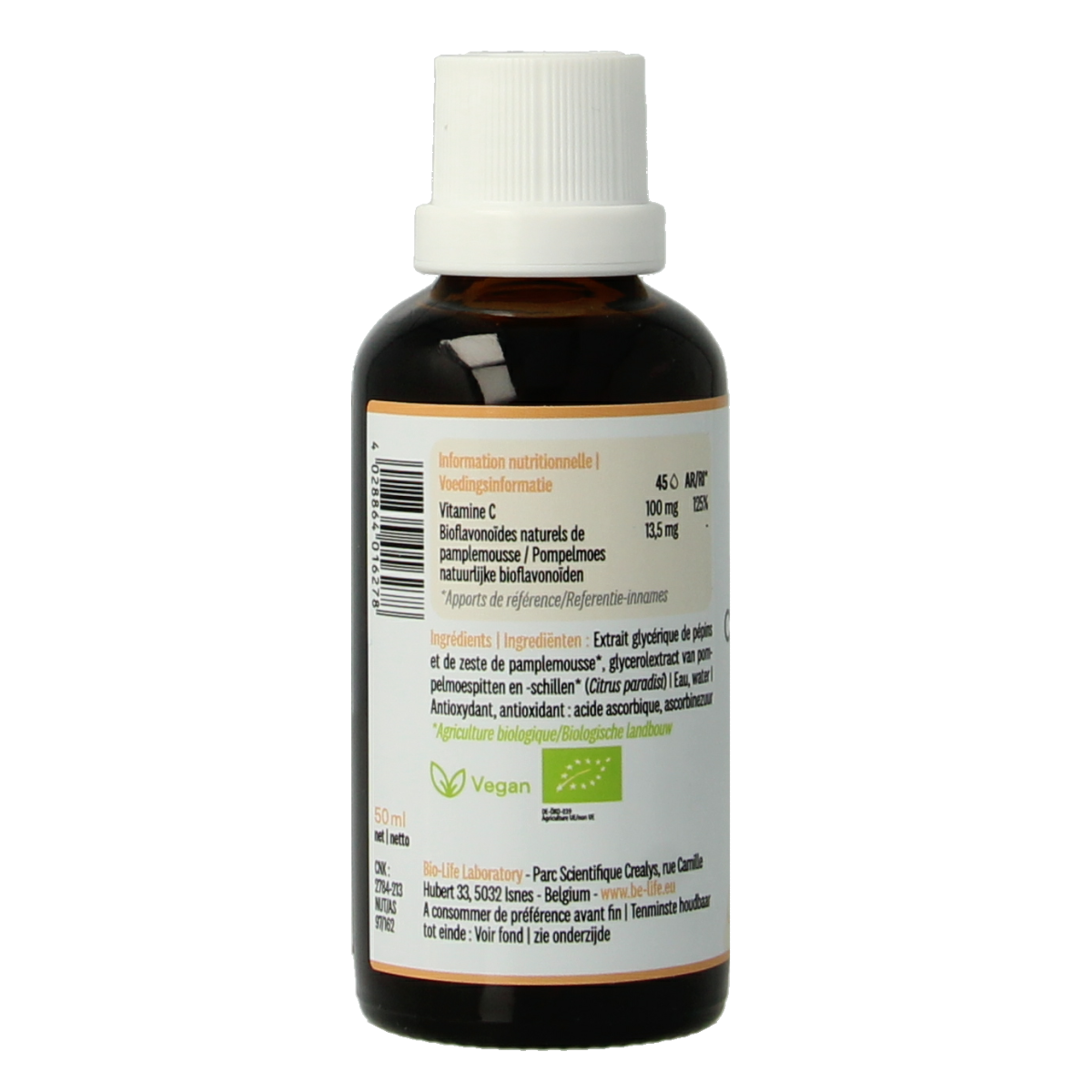 Be-Life Citrobiotic Plus bio herbal supplement bottle, 50ml, featuring natural herbal ingredients and packaging.