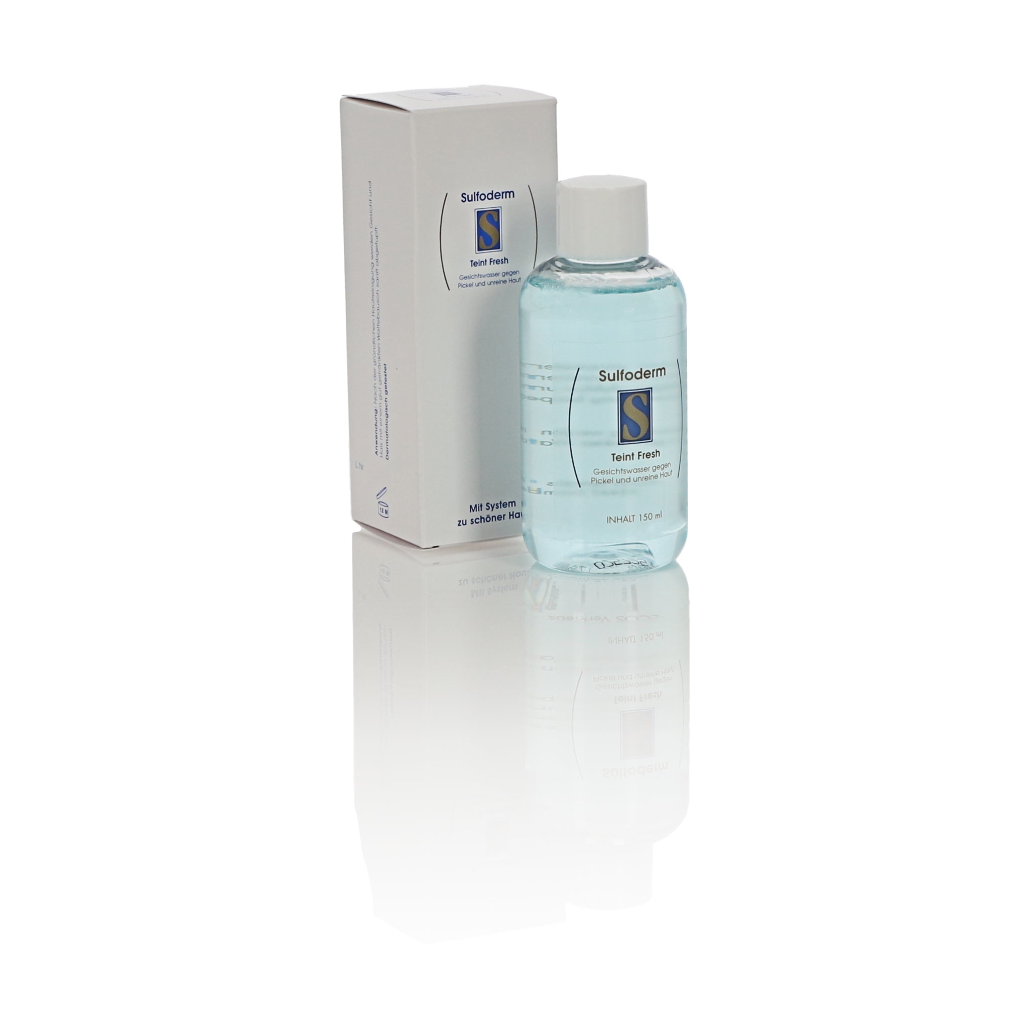 Sulfoderm S Teint Fresh cleansing lotion in a 150ml bottle, designed for facial skincare and gentle cleansing.