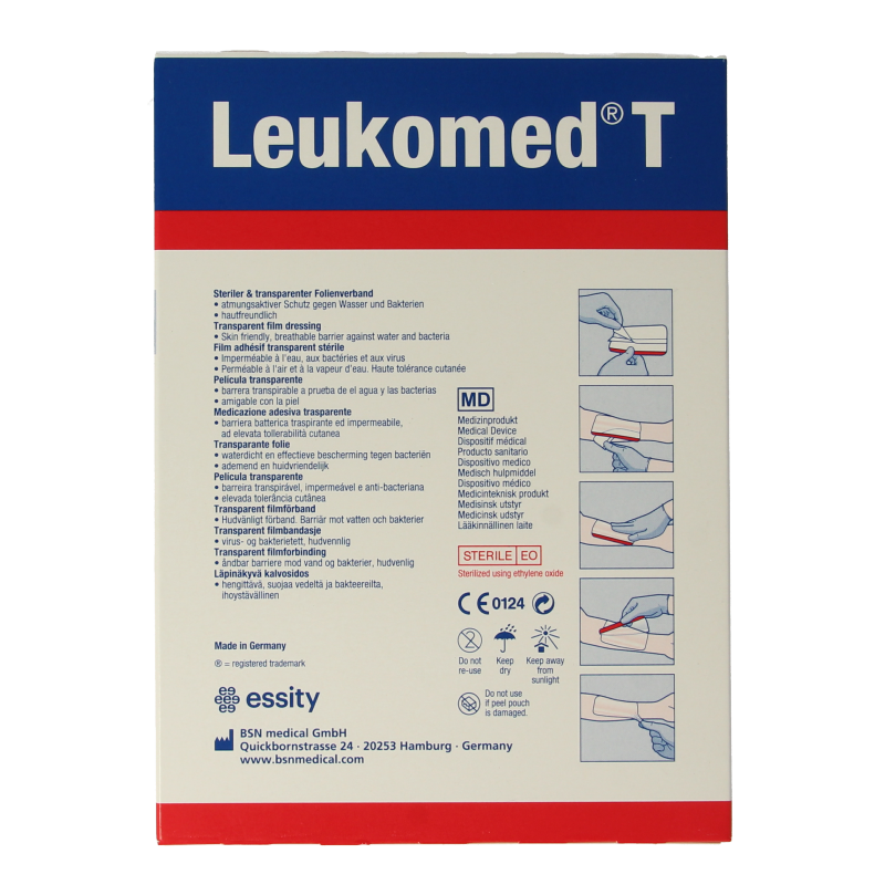 Sterile Leukomed transparent wound dressings, 8x10cm, in a pack of 5, designed for secure and discreet wound coverage.