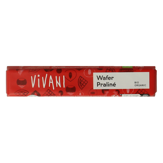 Vivani Chocolate To Go wafer praline bio 40g, a chocolate treat with layered wafers and praline filling in a convenient bar.