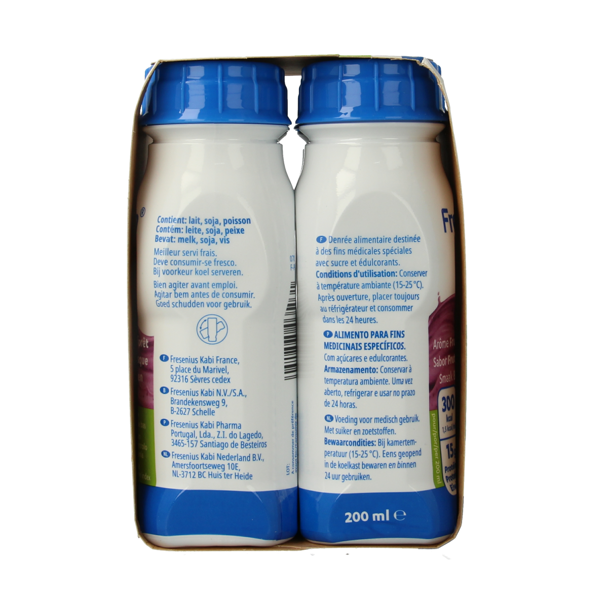 Fresubin DB drink with mixed fruit flavor, 200ml medical diet food, four bottles in the package.