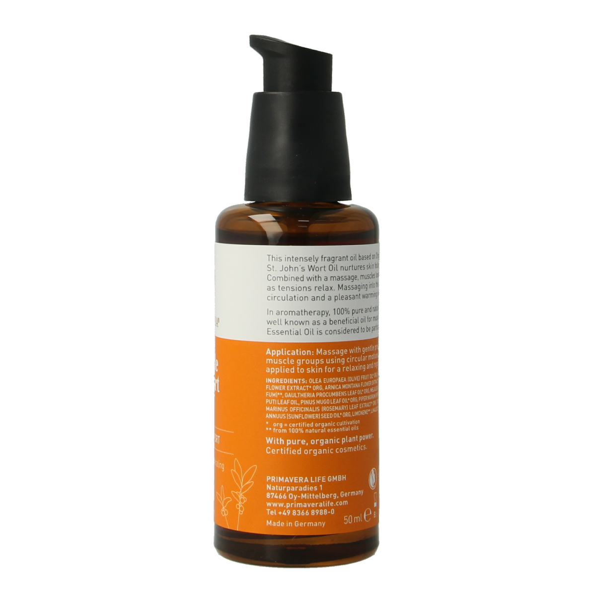 Primavera Muscle Comfort Rub bio in 50ml tube, natural muscle and joint care product with herbal ingredients.