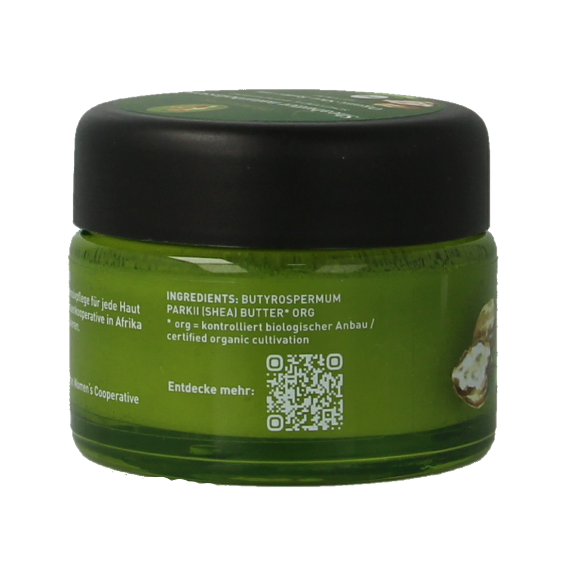 Primavera Shea Butter raw bio, 45ml, natural body care product with creamy texture in a small jar