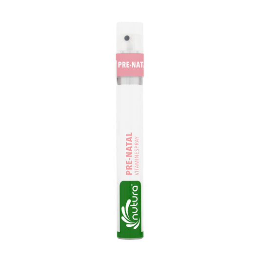 Nutura Vitaminesprays Prenatal Vitaminespray bottle showing 14.4 ml of vitamin spray for pregnancy support