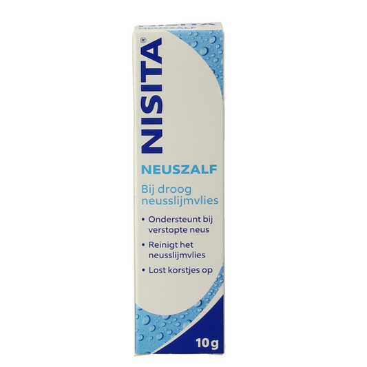 Nisita Neuszalf 10g tube for nasal care and inhalation, featuring a white and blue packaging with product details.