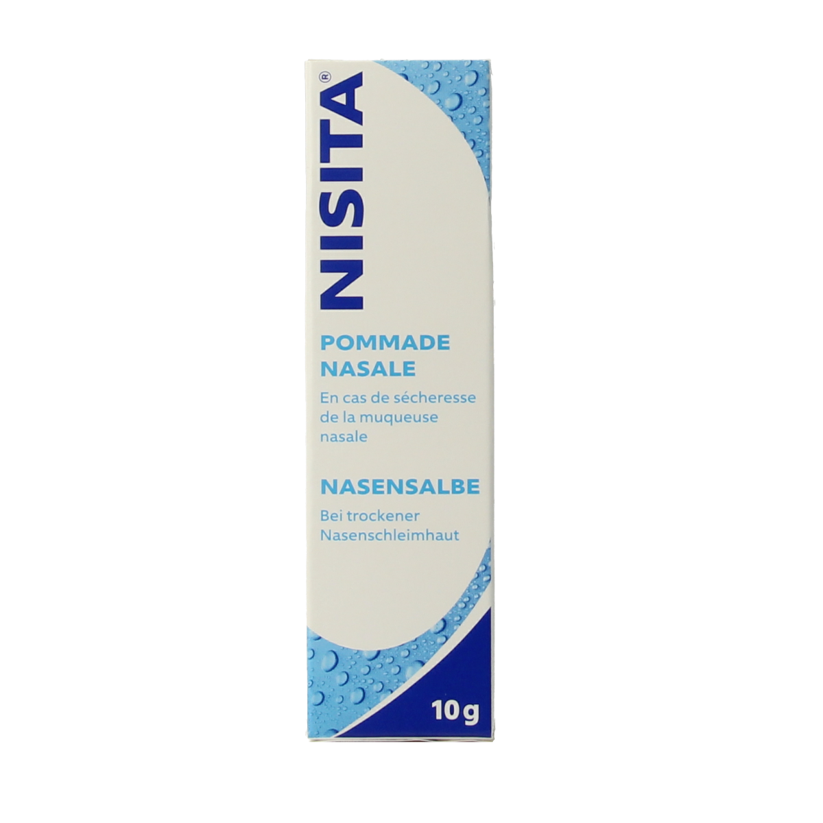 Nisita Neuszalf 10g, nasal ointment for nasal care and inhalation, in a small tube with product label and applicator tip.