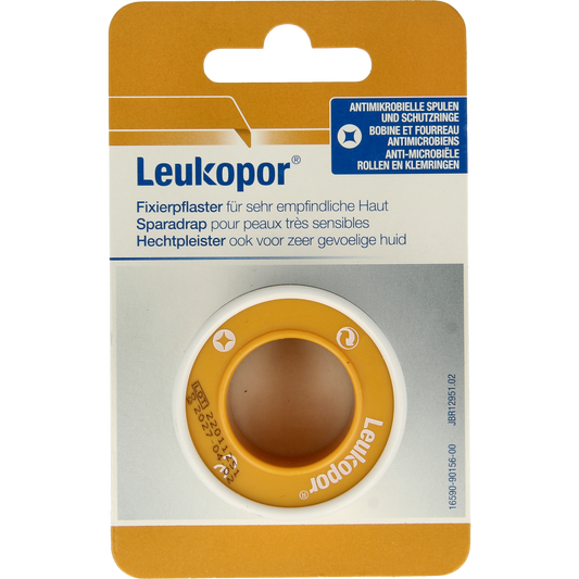 Leukopor Hechtpleister Eurolock, 5m x 2.5cm, adhesive bandage for wound care, shown on a white background.