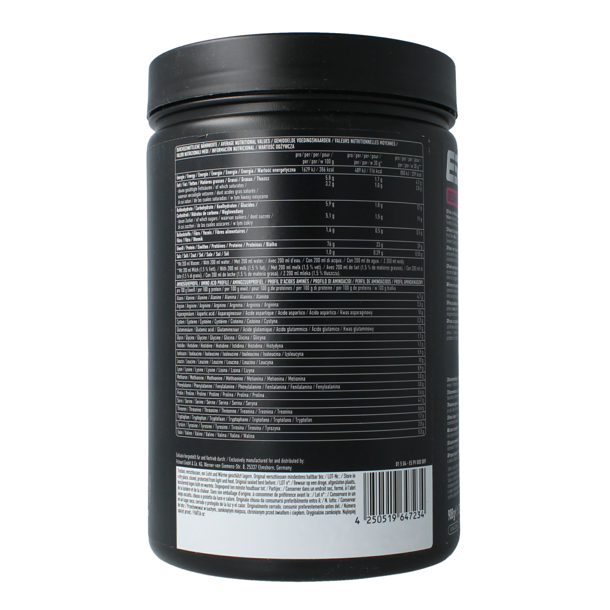 ESN Designer Whey Milk Chocolate amino acids supplement in 908g container, featuring a sleek label and nutritional info.