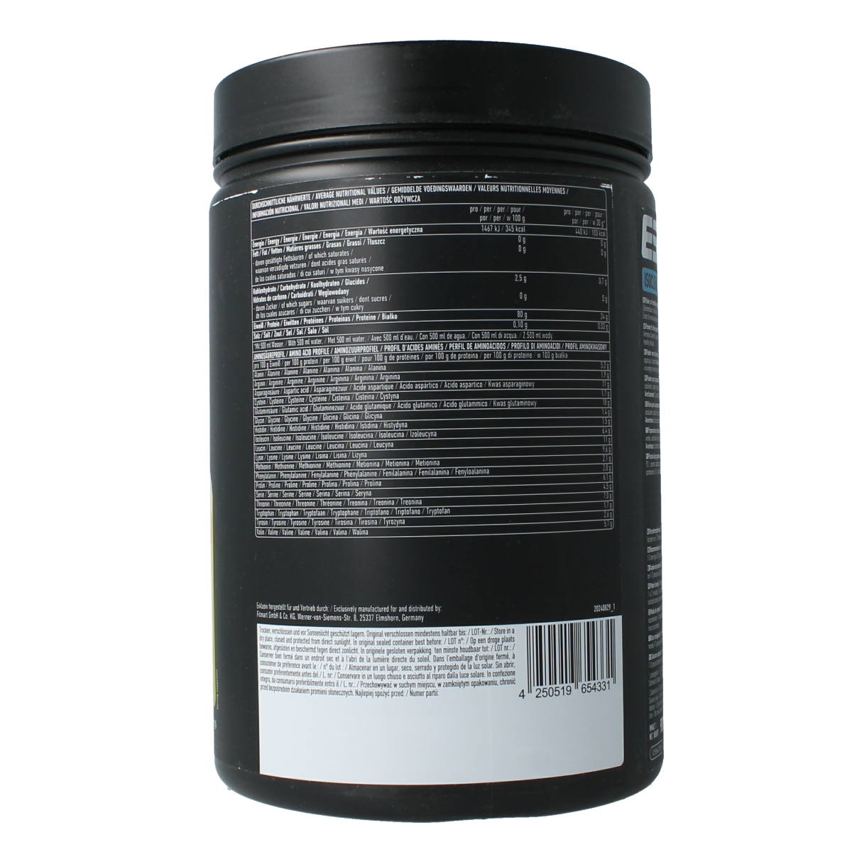 ESN Isoclear whey isolate lemon ice tea in 908g container, sports nutrition supplement with lemon flavor and clear protein powder appearance