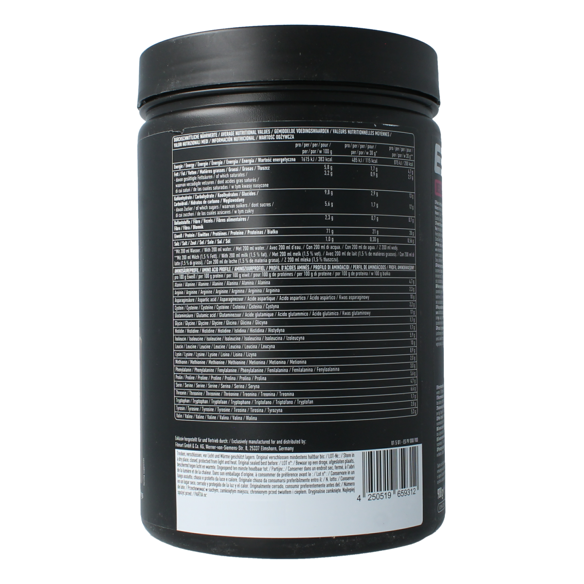 ESN Designer whey protein Dark Cookies & Cream flavor, 908g amino acids supplement in a resealable container.