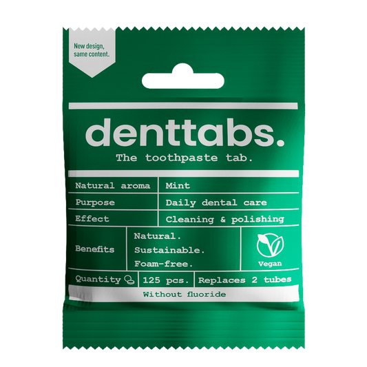 Denttabs Tandpasta tabletten munt zonder fluor vegan 125.00 Stuks