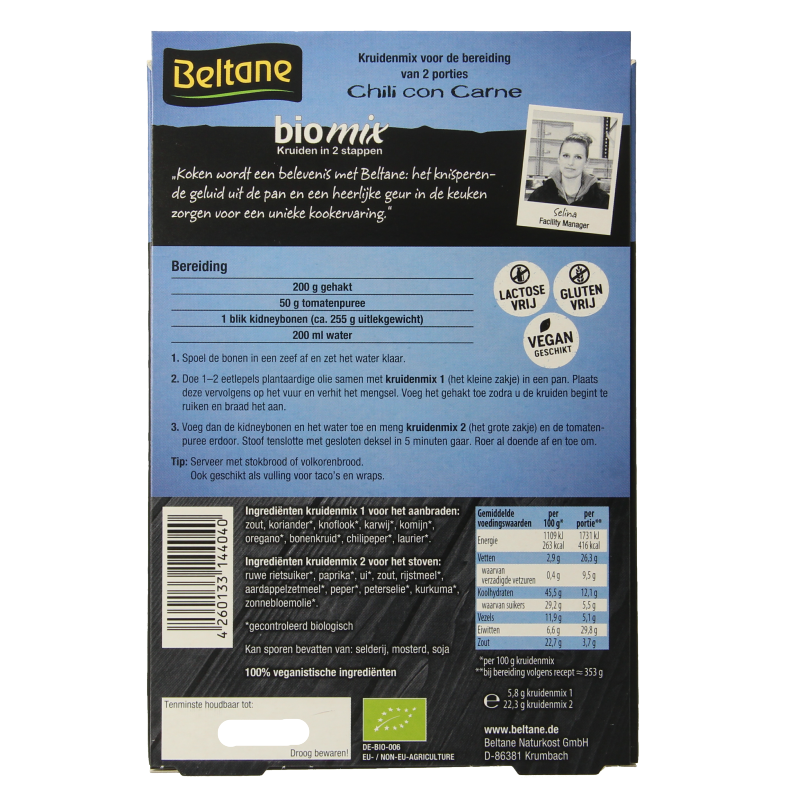 Beltane Chili con carne mix bio 28.1 Gram