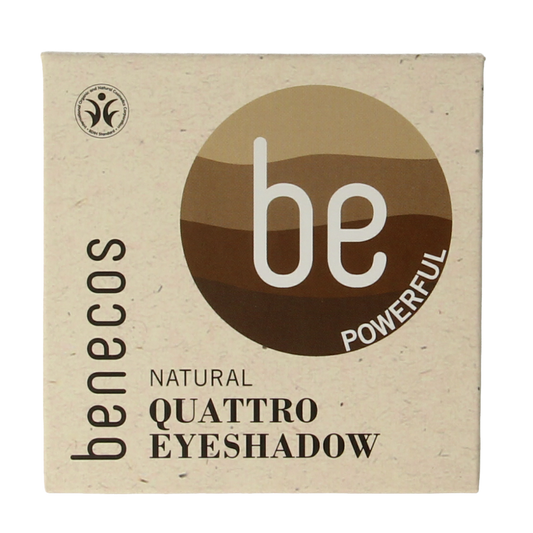 Benecos natural beauty Oogschaduw Quatro Coffee makeup set with four brown eyeshadow shades in a compact palette.