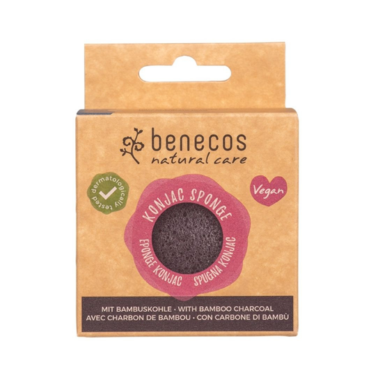 Benecos natural beauty Natural konjac sponge - black bamboo 1.00 Stuks