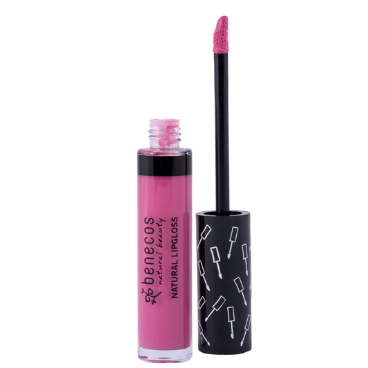 Benecos Natural Beauty pink blossom lip gloss in 5ml tube, shiny and smooth natural make-up product for lips.