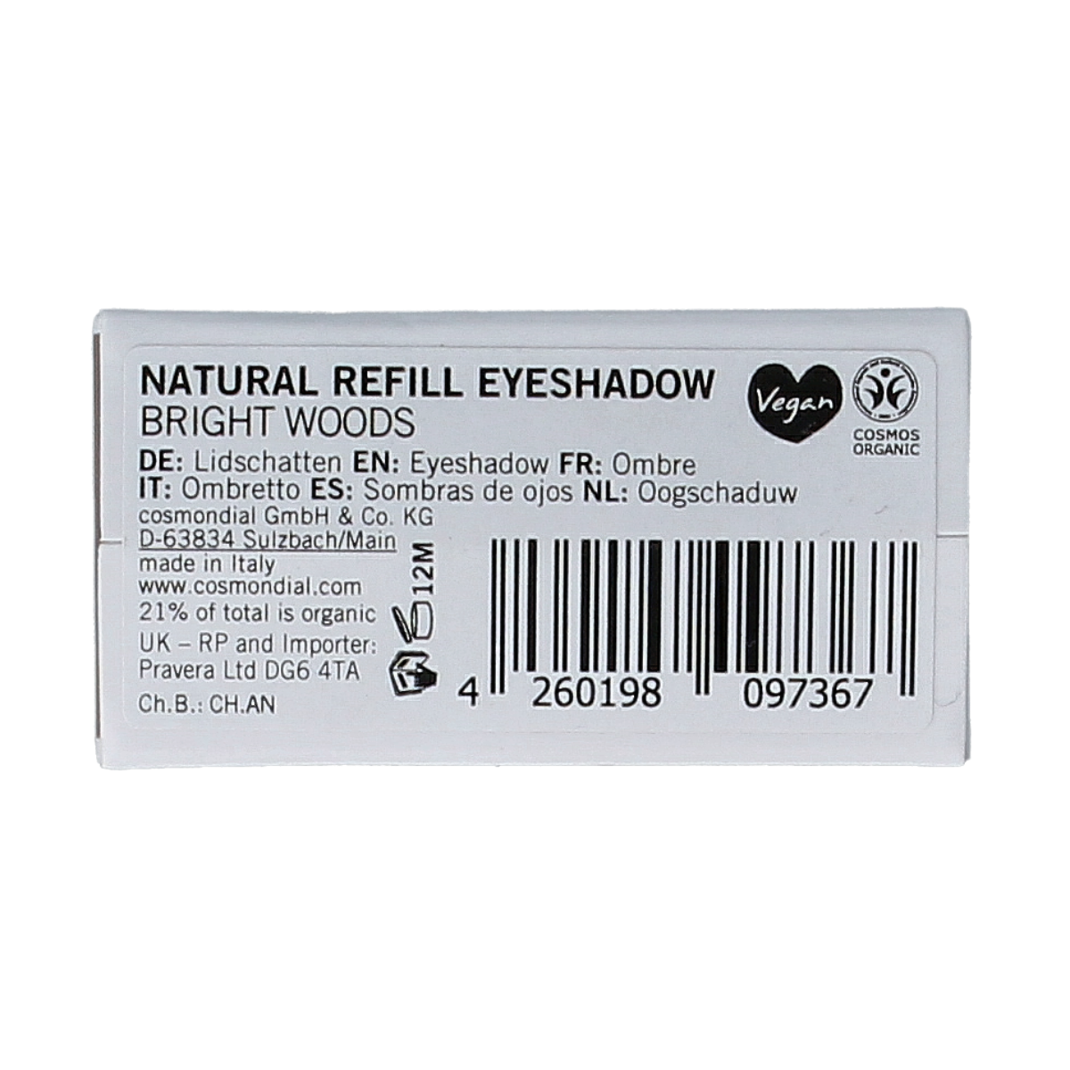 Benecos Natural Beauty bright woods refill eyeshadow in neutral brown shade, compact make-up product with 1.00 piece.