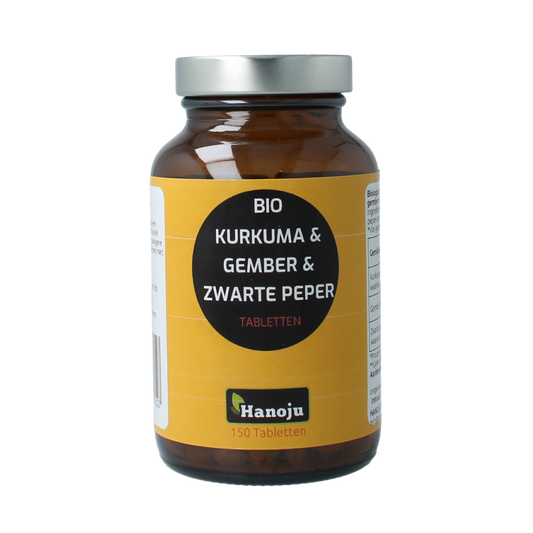 Hanoju Kurkuma + gember + piperine 500mg 150.00 Tabletten