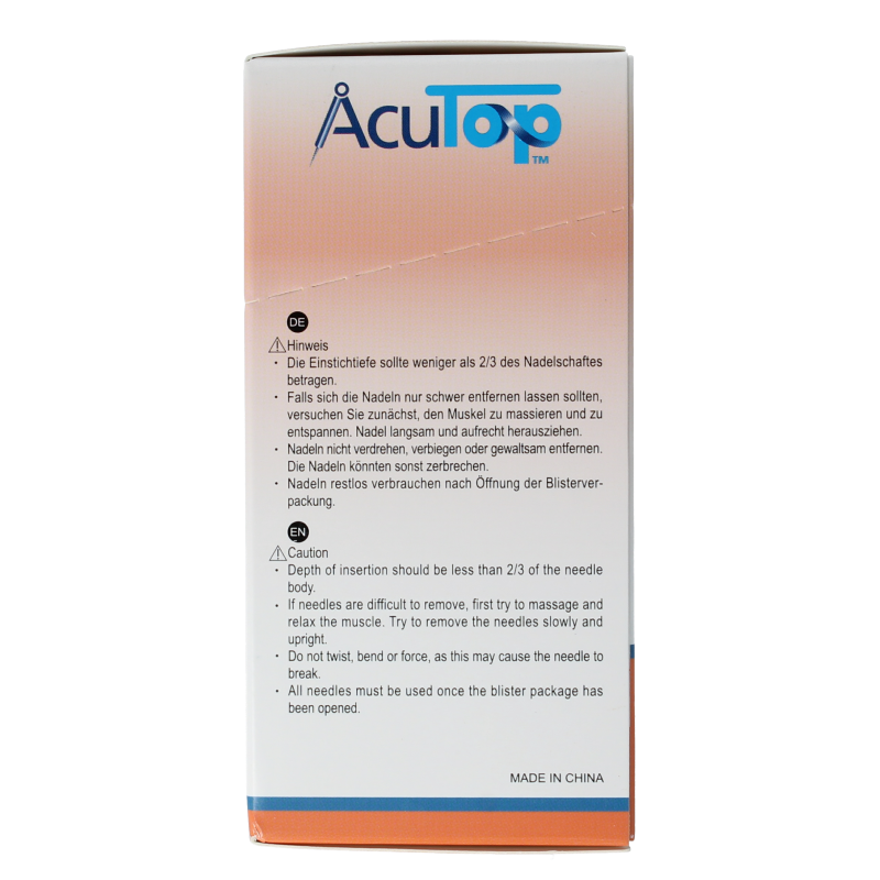 AcuTop KJ-T dry needle lancets, 0.25 x 40mm, set of 100, medical lancets and needles for blood sampling or testing.