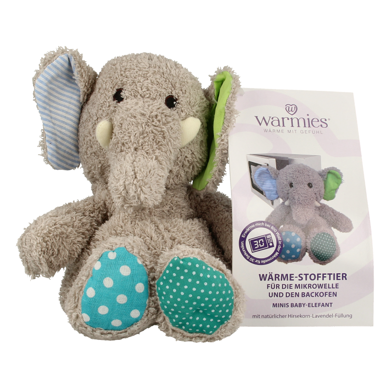 Warmies Mini Olifant plush toy, soft and cuddly elephant from Warmies, perfect for comfort and warmth.