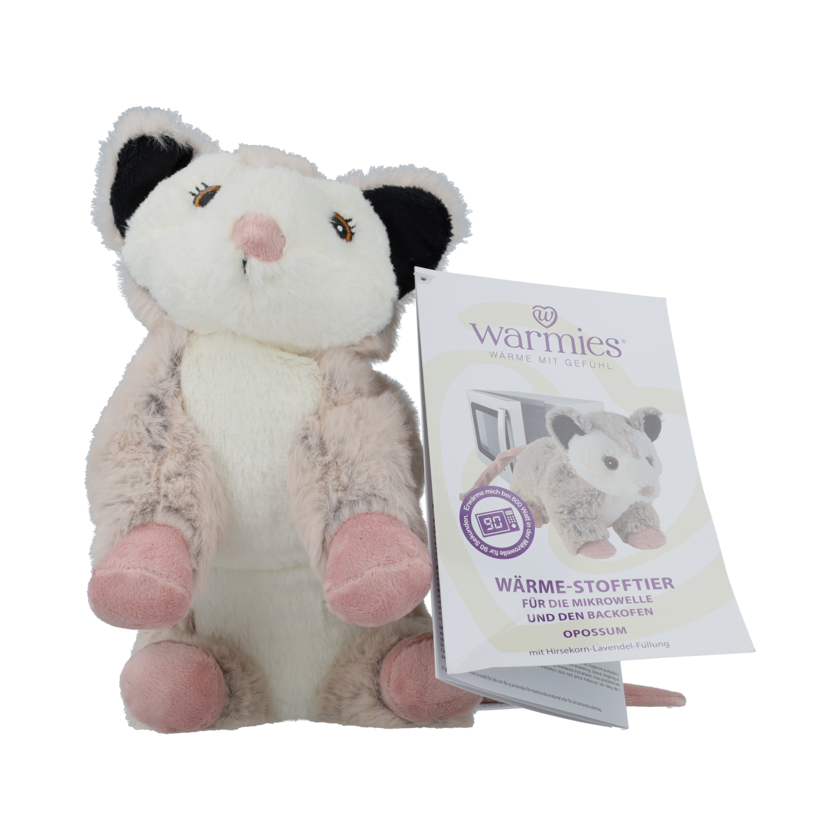 Warmies opossum plush toy, a soft, cuddly stuffed animal from the Warmies warmth cuddle toy collection.