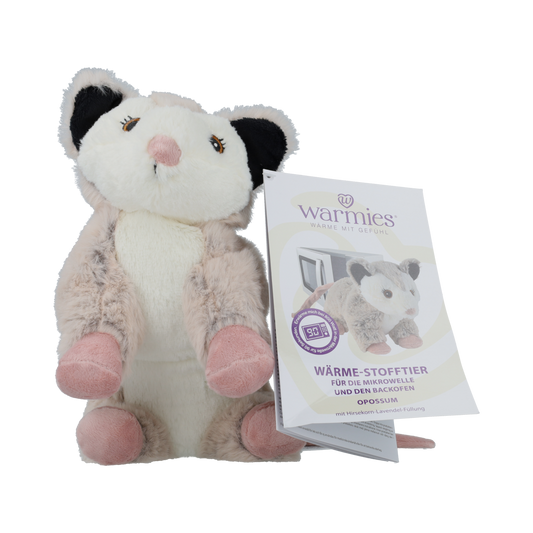 Warmies opossum plush toy, a soft, cuddly stuffed animal from the Warmies warmth cuddle toy collection.