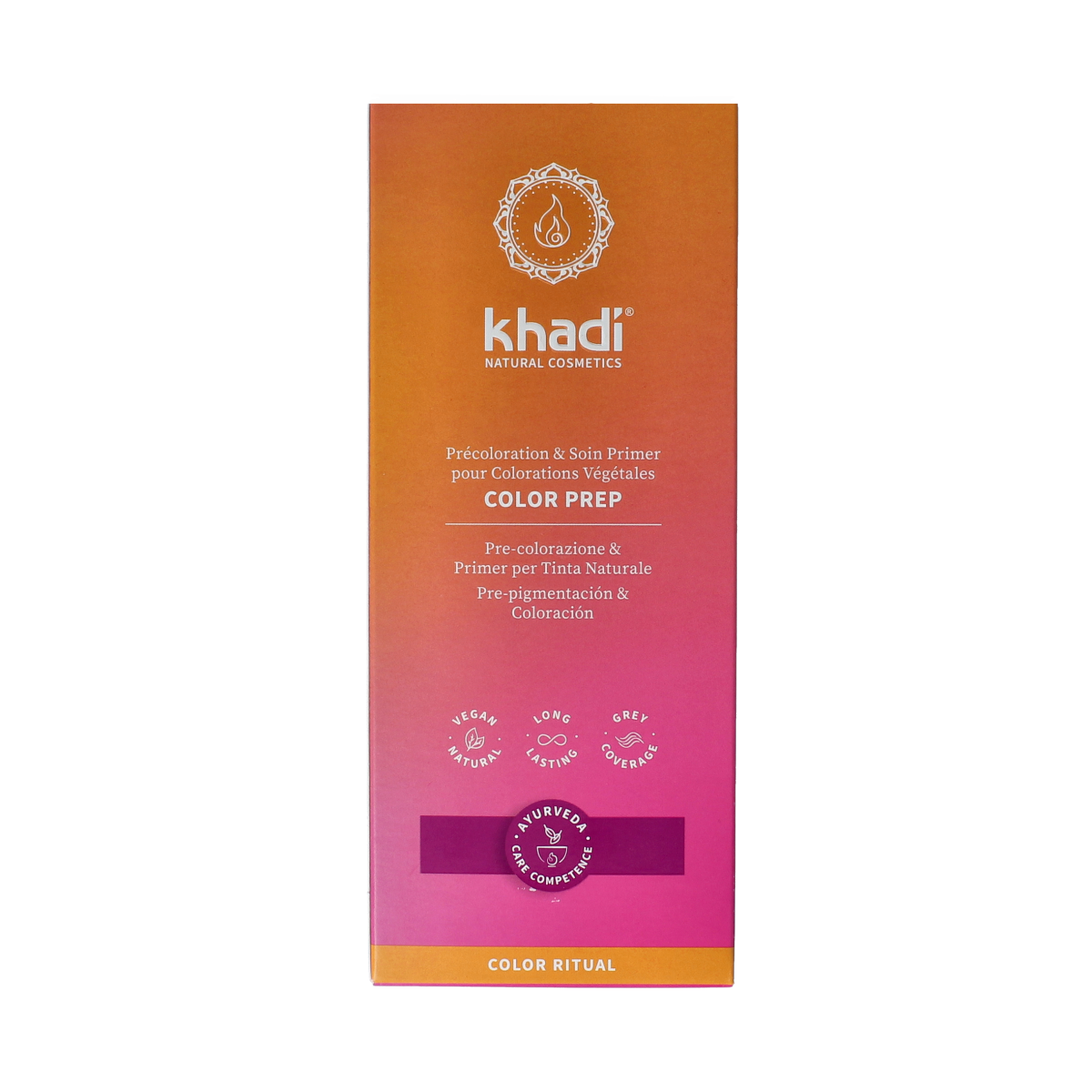 Khadi Color Prep hair coloring product in a 2x50g package, suitable for natural hair dyeing and hair treatment.