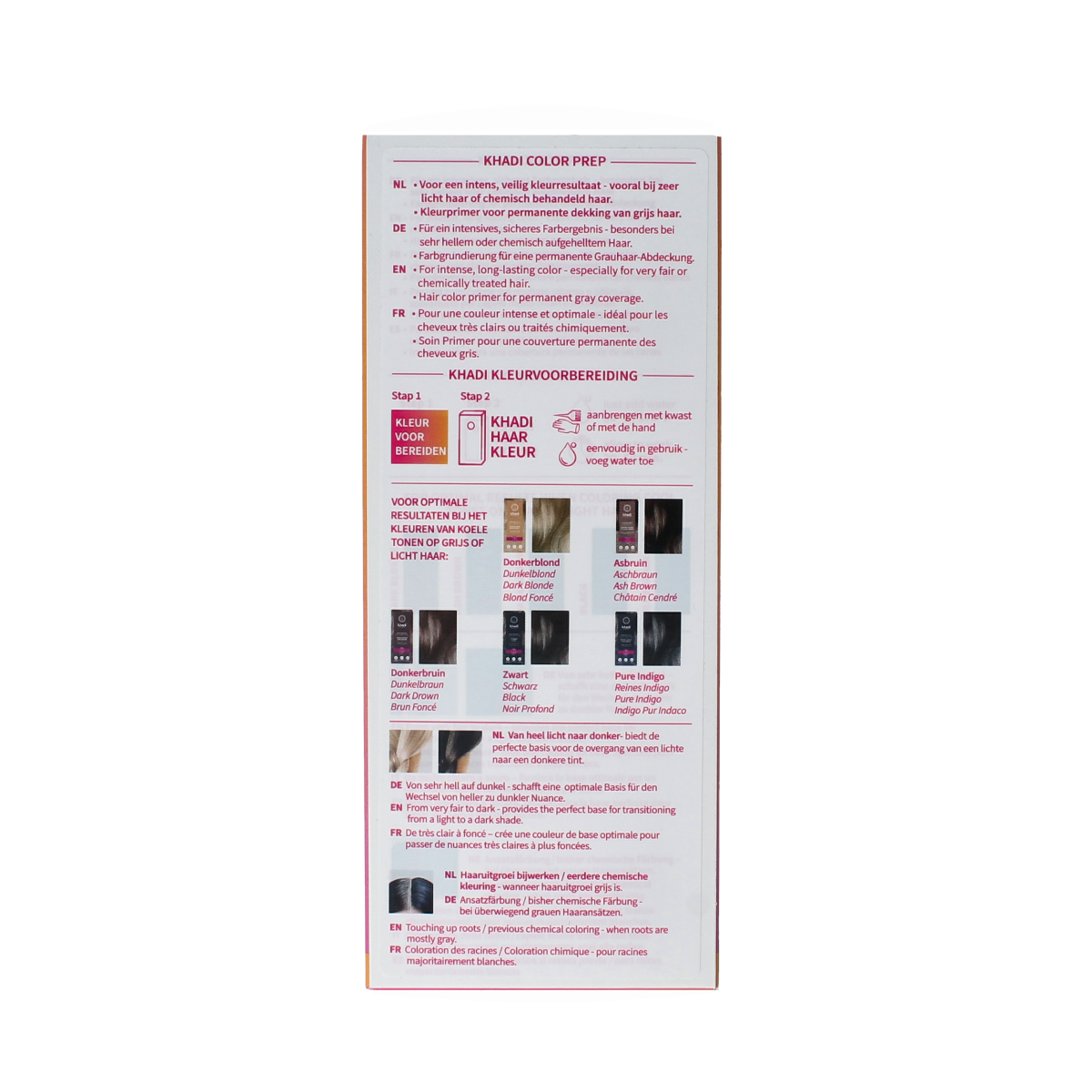 Khadi Color Prep 2x50g hair coloring product, shown in a close-up image with packaging and branding details.