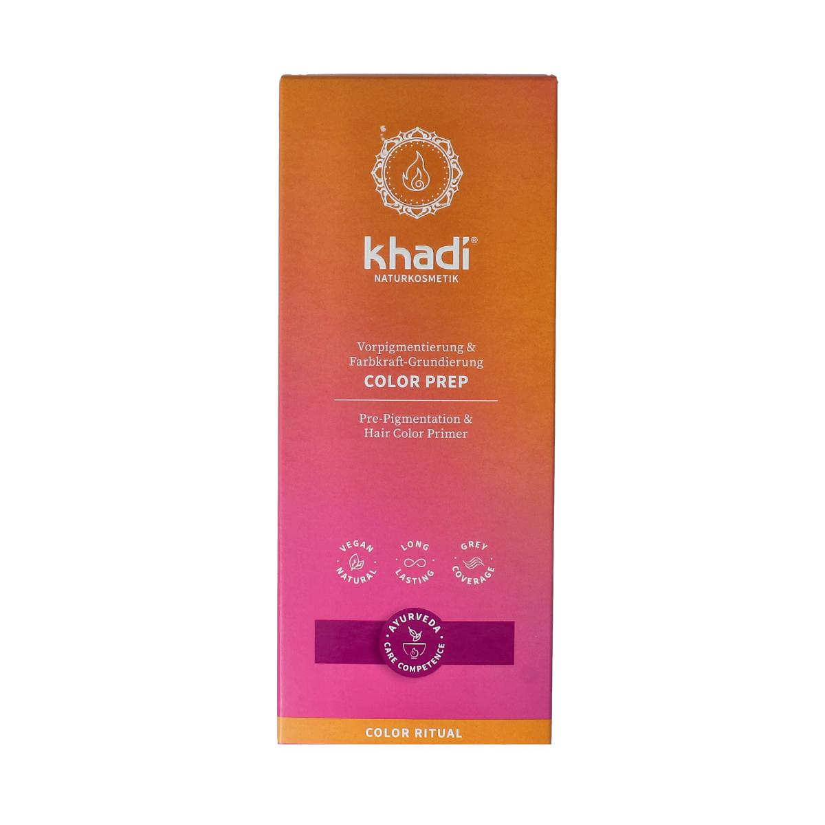 Khadi Color Prep hair coloring product in a 2x50g pack, used for natural hair dyeing and color preparation.