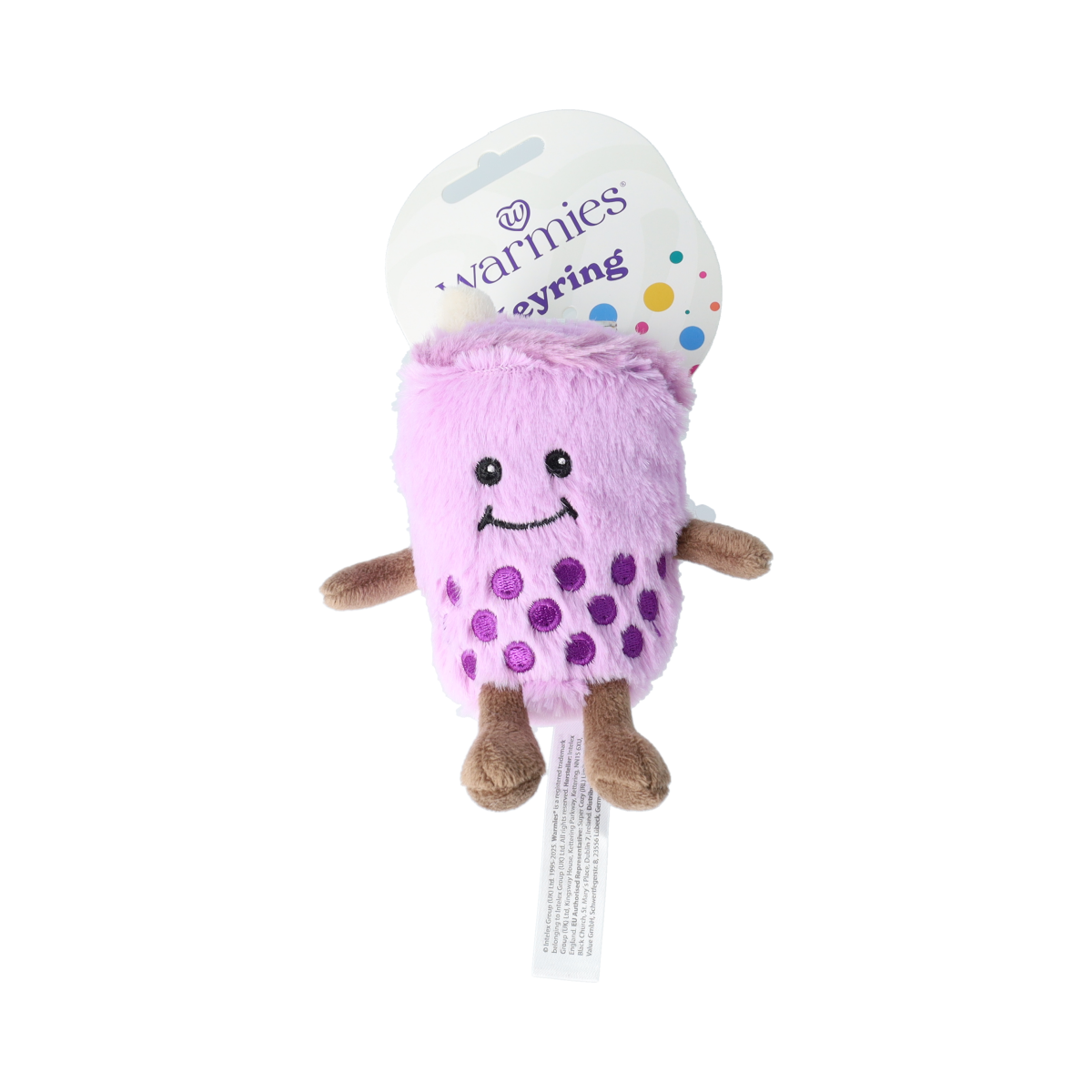Warmies Bubble Tea keychain plush toy from the Warmies collection, soft and cuddly with a playful bubble tea design.