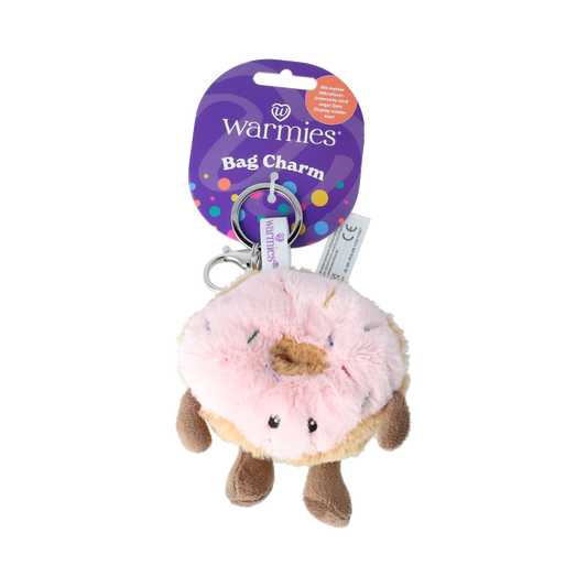 Warmies Bag charm donut toy from Warmies, soft plush plaything with cute donut design, ideal for kids as a fun plush accessory.