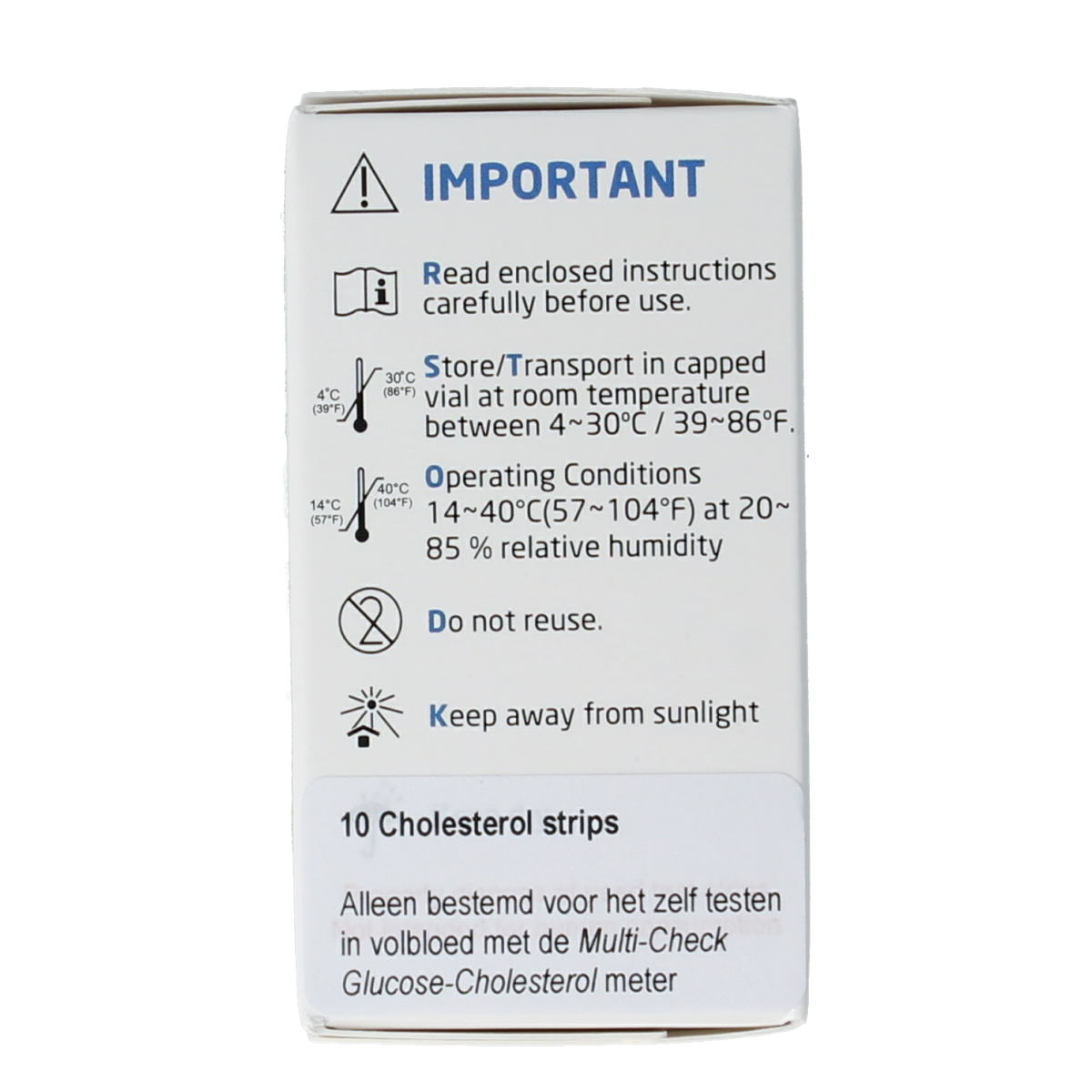 Testjezelf Multicheck cholesterol teststrips 10.00 Stuks