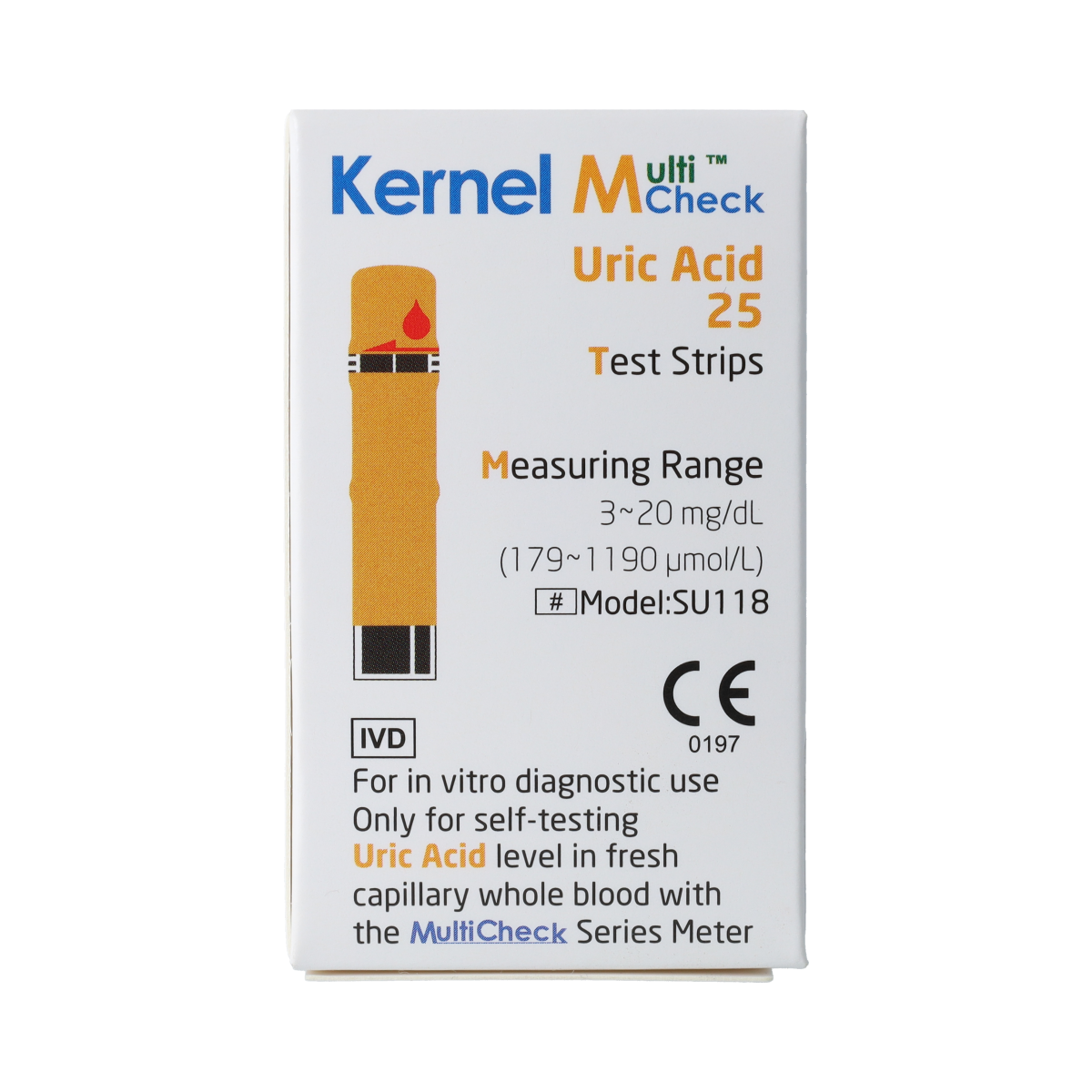 Testjezelf.nu Multicheck urinezuur teststrips for self-testing, 25-pack, used to monitor uric acid levels in urine.