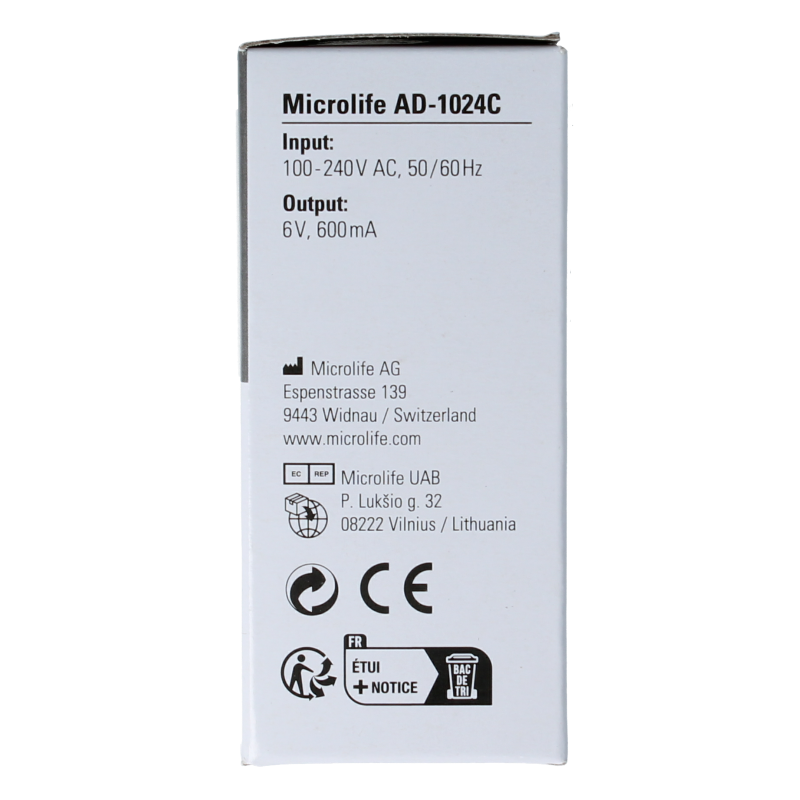 Microlife MIC Z977013-0 adapter AD-1024C for medical instruments, shown in the product image.