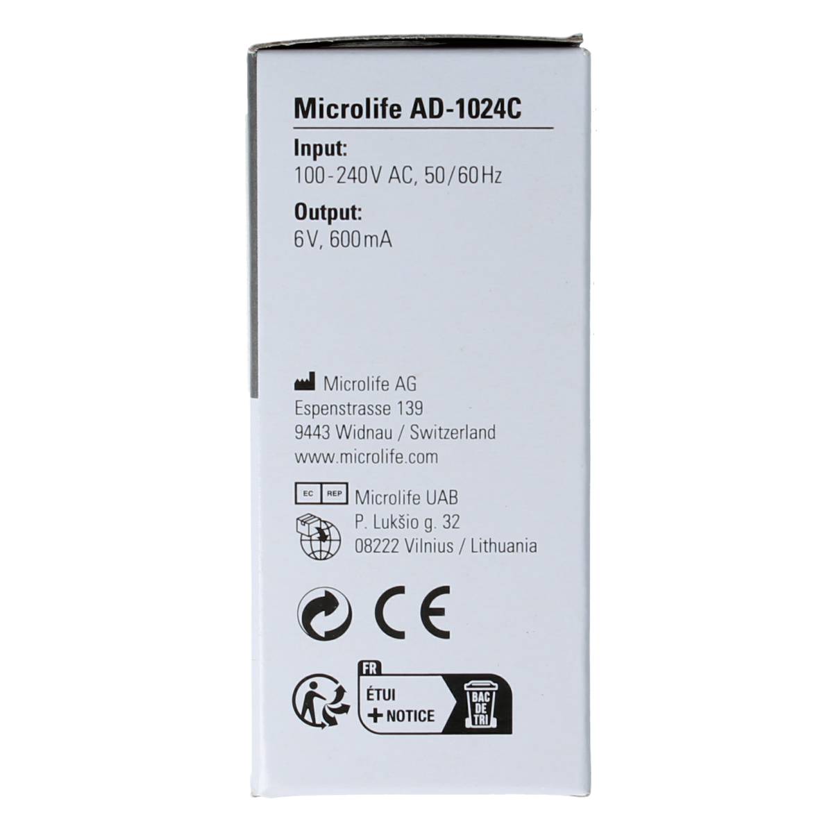 Microlife MIC Z977013-0-adapter AD-1024C instrument adapter with product code 4719003934040, shown in the image.
