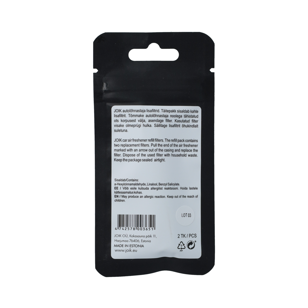 Joik Organics Car Fragrance Forever Fresh Refill  2.00 Stuks