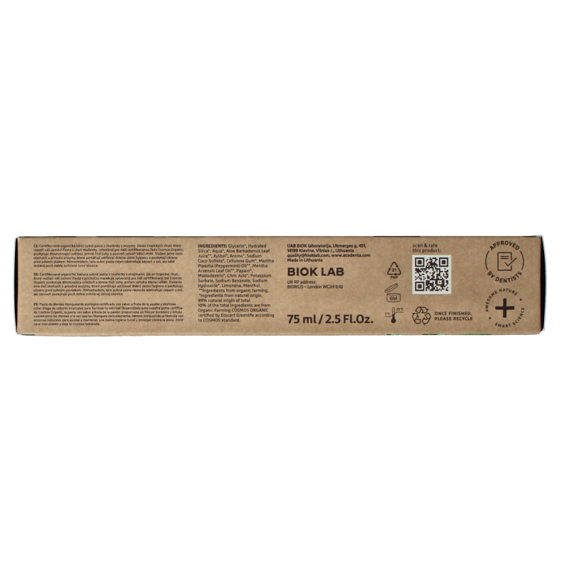 Ecodenta Tandpasta whitening passievrucht bio 75 Milliliter