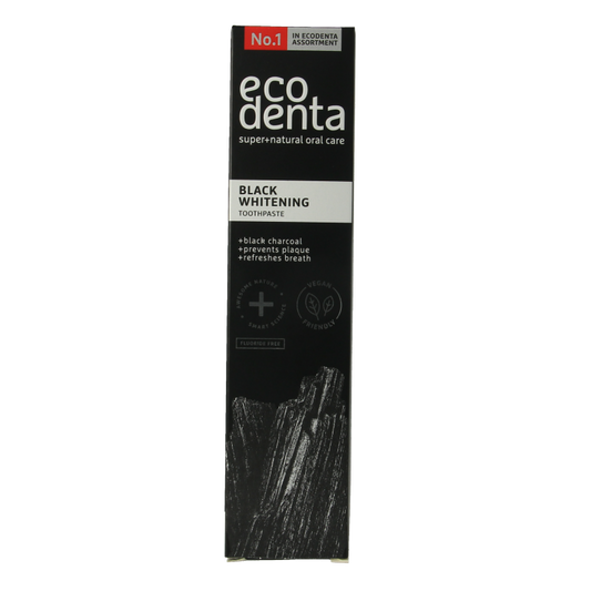 Ecodenta Tandpasta whitening houtskool extra black 100 Milliliter