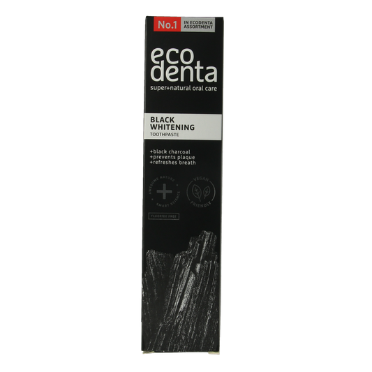 Ecodenta Tandpasta whitening houtskool extra black 100.00 Milliliter