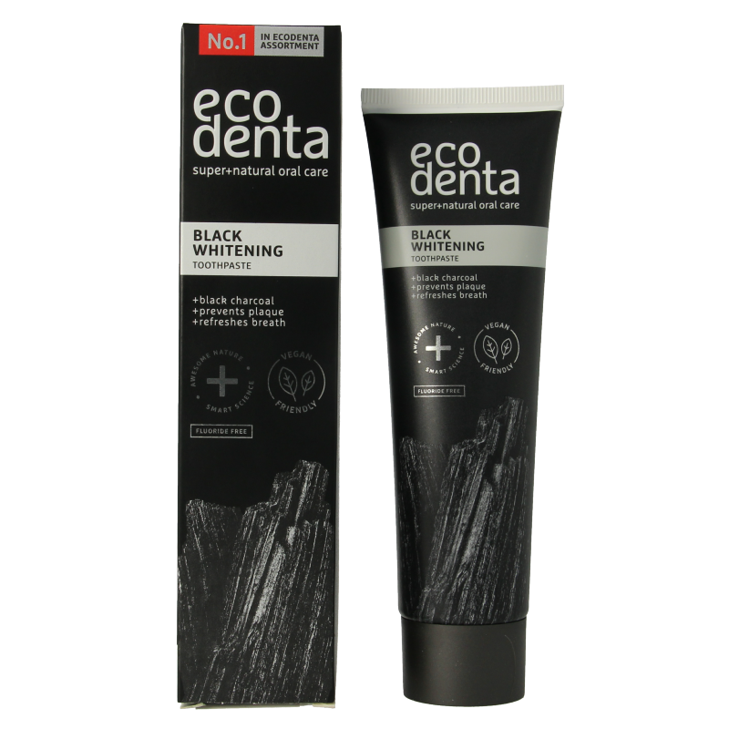 Ecodenta Tandpasta whitening houtskool extra black 100 Milliliter