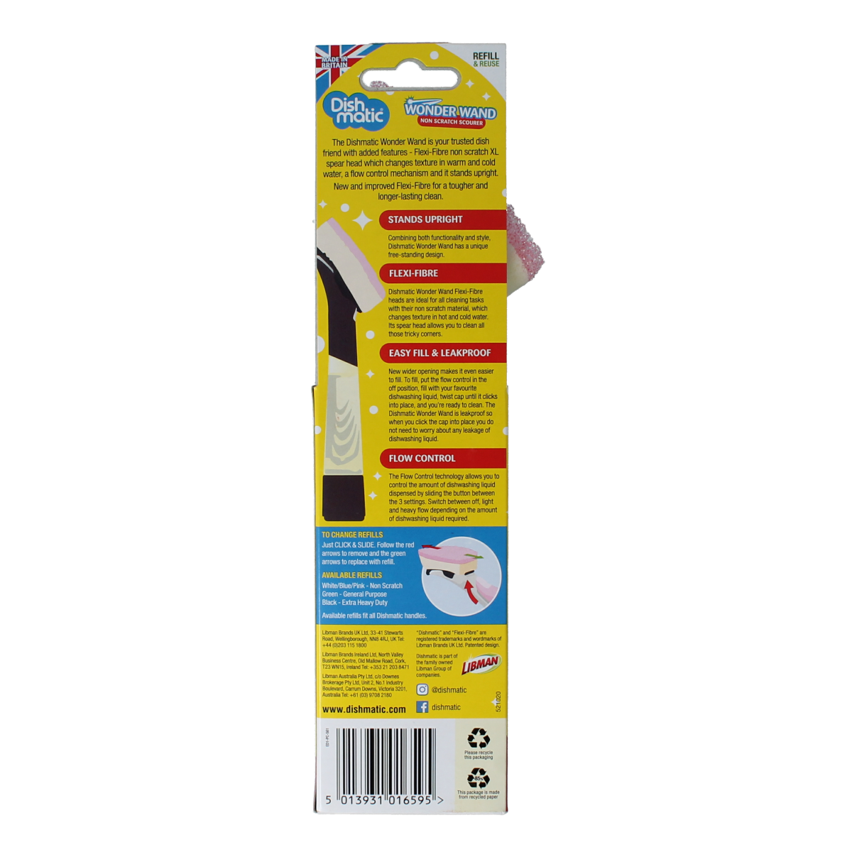 Dishmatic Wonder Wand reusable cleaning sponge with replaceable scrub head for effective kitchen cleaning.