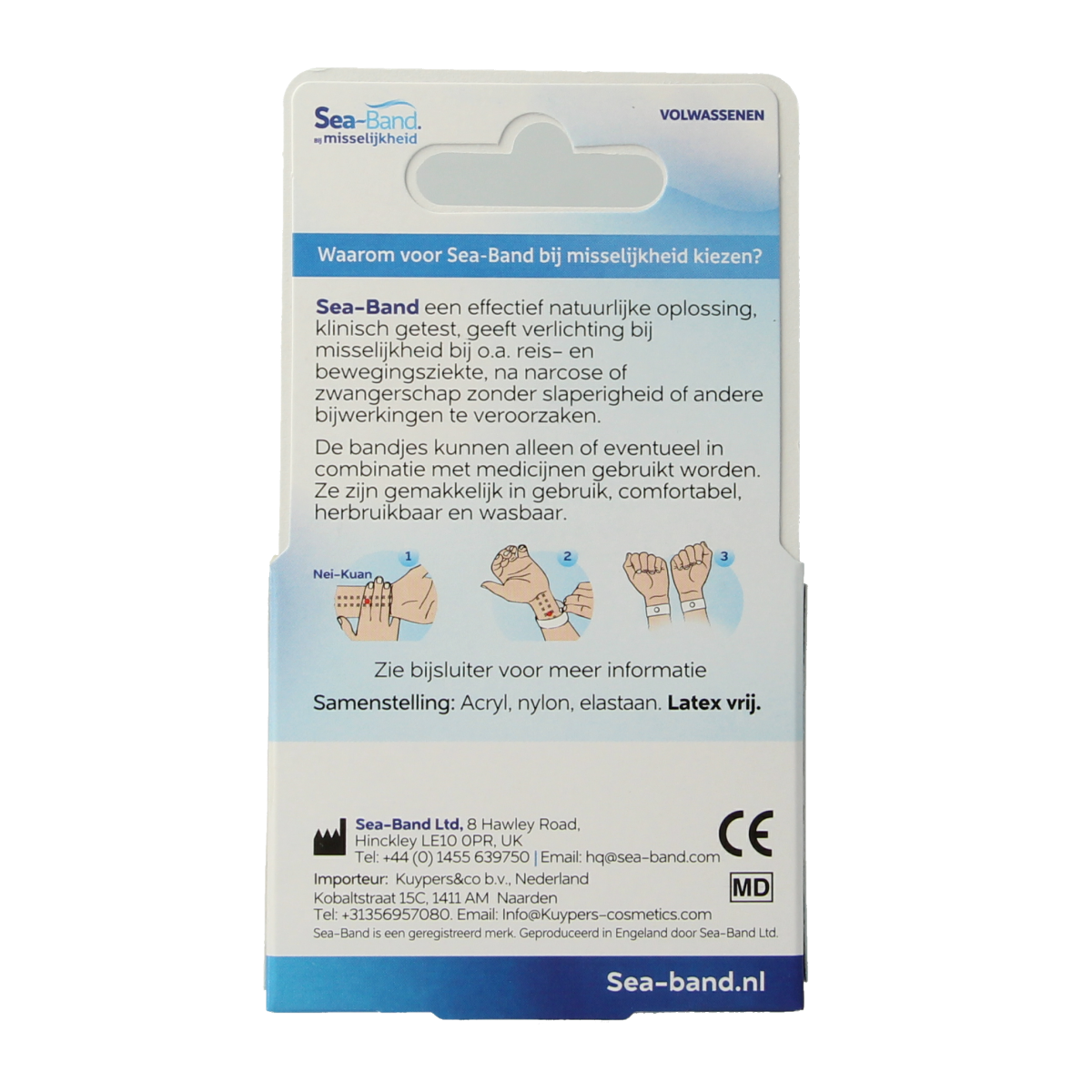 Sea Band Polsband volwassenen grijs 1.00 Paar