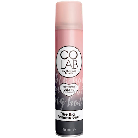 Colab Droog+ extra volume shampoo bottle, 200ml, for hair care, featuring the brand name and product packaging.