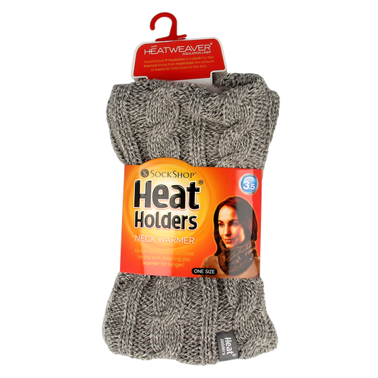 Light grey Heat Holders women's neck warmer, soft knitted fabric, designed for warmth and comfort.