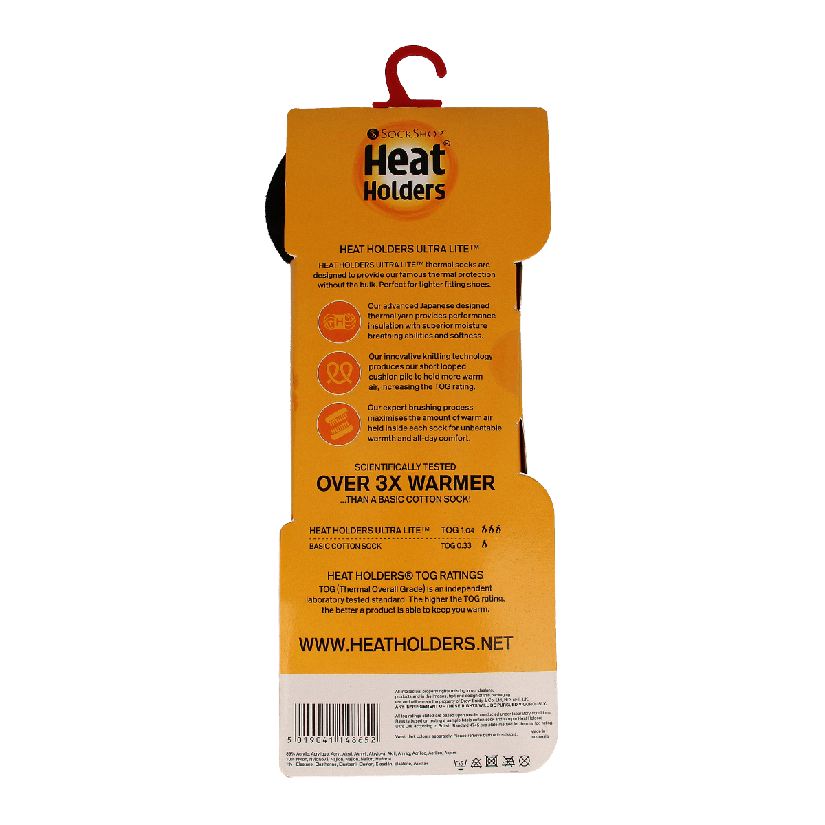 Heat Holders Mens sock ultra lite maat 6-11 black 1.00 Paar