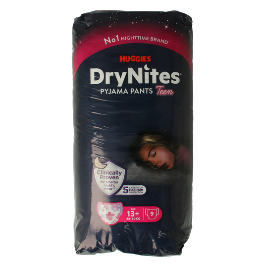 Huggies Drynites teen 13+kg girl 9.00 Stuks