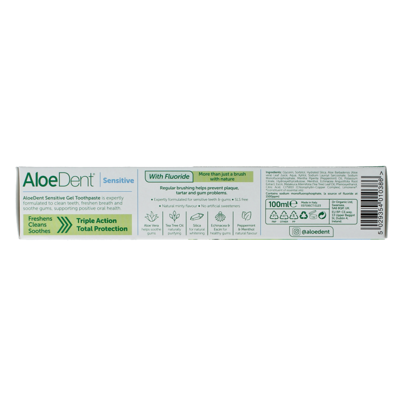 Aloe Dent Tandpasta aloe vera sensitive with fluor 100 Milliliter