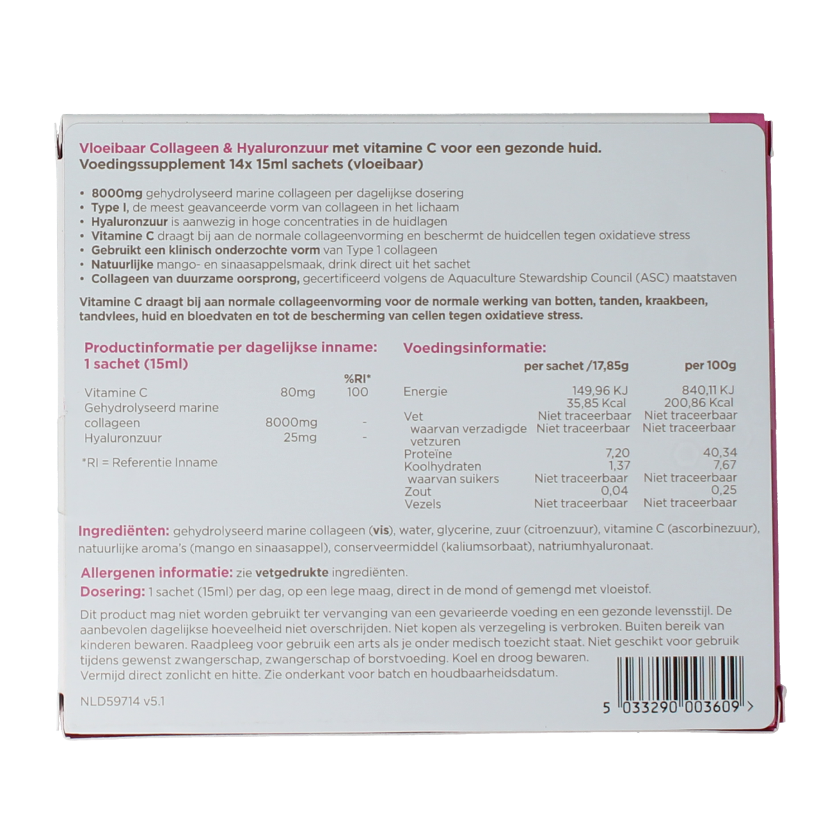 BioCare Collageen & hyaluron vloeibaar 14 x 15ml 1.00 Set