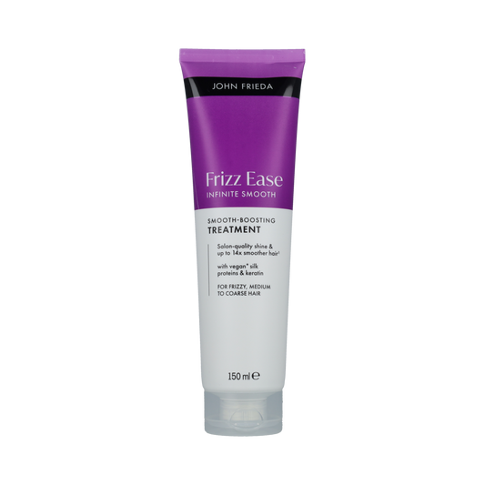 John Frieda Infinite Smooth Haarverzorging treatment bottle, 150ml, with sleek packaging and product label visible.