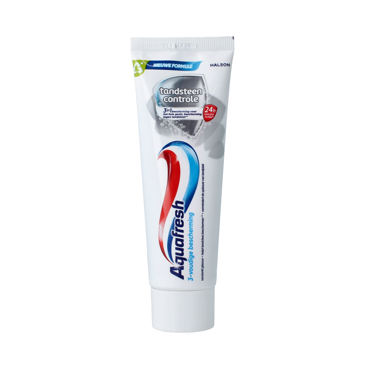Aquafresh Tandtandpasta in 75ml tube, featuring fresh mint flavor and whitening formula, with bright packaging and Aquafresh branding.